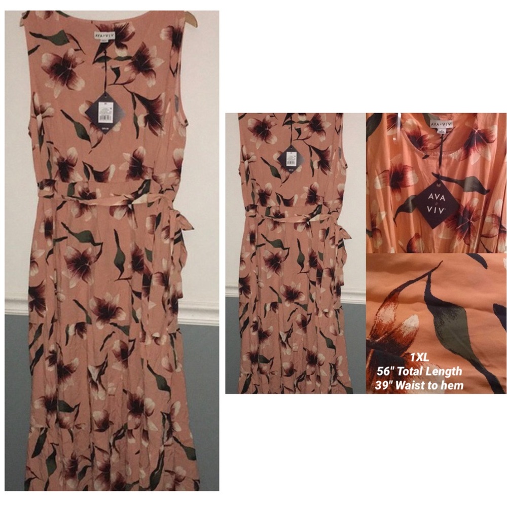 BNWT Ava & Viv Plus Size Floral Summer Maxi Dress - Picture 3 of 5